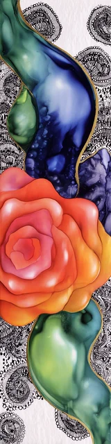 Free abstract bookmark featuring floral orange with blue and green